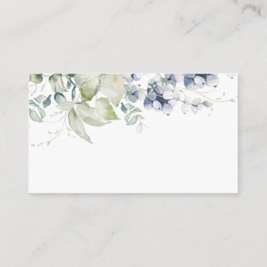 Elegant Dusty Blue Floral Wedding Reception Informatiekaartje (Achterkant)