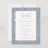 Elegant Dusty Blue Floral Wedding Rehearsal Dinner Kaart (Voorkant)