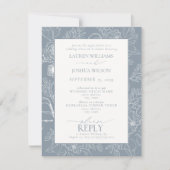 Elegant Dusty Blue Floral Wedding Rehearsal Dinner Kaart (Voorkant)