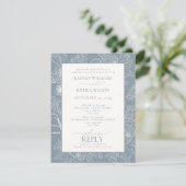 Elegant Dusty Blue Floral Wedding Rehearsal Dinner Kaart (Staand voorkant)