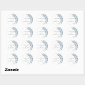 Elegant Dusty Blue Floral Wedding Ronde Sticker (Vel)