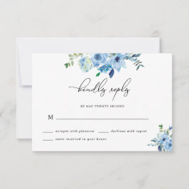 Elegant Dusty Blue Floral Wedding RSVP Card