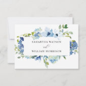 Elegant Dusty Blue Floral Wedding RSVP Card (Achterkant)