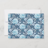 Elegant Dusty Blue Floral Wedding RSVP Card (Achterkant)