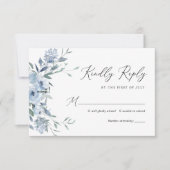 Elegant Dusty Blue Floral Wedding RSVP Kaartje (Voorkant)