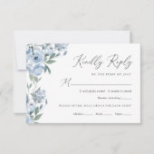 Elegant Dusty Blue Floral Wedding RSVP Kaartje (Voorkant)