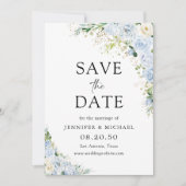 Elegant Dusty Blue Floral Wedding Save The Date (Voorkant)