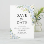 Elegant Dusty Blue Floral Wedding Save The Date (Staand voorkant)