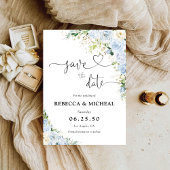 Elegant Dusty Blue Floral Wedding Save The Date