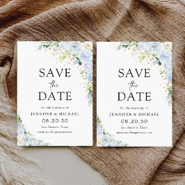 Elegant Dusty Blue Floral Wedding Save The Date