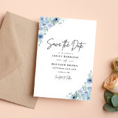 Elegant Dusty Blue Floral Wedding Save The Date