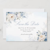 Elegant Dusty Blue Floral Wedding Save The Date (Voorkant)