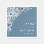Elegant Dusty Blue Floral Wedding Servet (Voorkant)