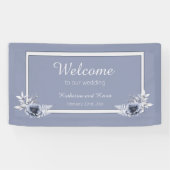 Elegant Dusty Blue Floral Wedding Spandoek (Horizontaal)