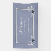 Elegant Dusty Blue Floral Wedding Spandoek (Verticaal)