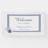 Elegant Dusty Blue Floral Wedding Spandoek (Horizontaal)