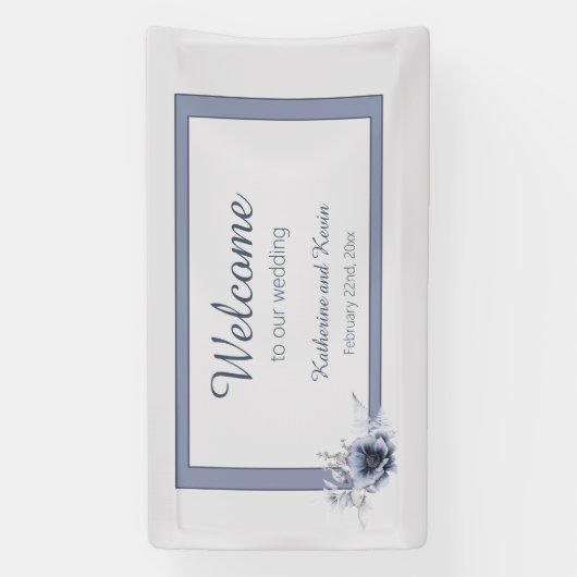 Elegant Dusty Blue Floral Wedding Spandoek (Verticaal)