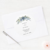 Elegant Dusty Blue Floral Wedding Sticker (Envelop)