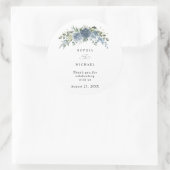 Elegant Dusty Blue Floral Wedding Sticker (Tas)