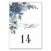Elegant Dusty Blue Floral Wedding Table Card Kaart (Voorkant)