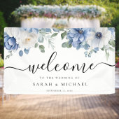 Elegant Dusty Blue Floral Wedding Welcome Spandoek