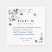 Elegant Dusty Blue Floral Winter Wedding FUN FACTS Servet (Voorkant)