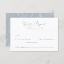Elegant Dusty Blue Floral Wreath Wedding RSVP Kaar