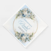 Elegant dusty blue florals eucalyptus gold party  servet (Hoek)
