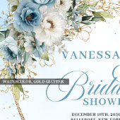 Elegant dusty blue florals eucalyptus gold party  servet