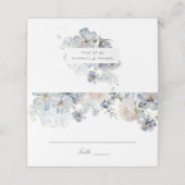 Elegant Dusty Blue Flowers Blush Rozen Weddenschap Plaatskaartje (Buitenkant ongevouwen)