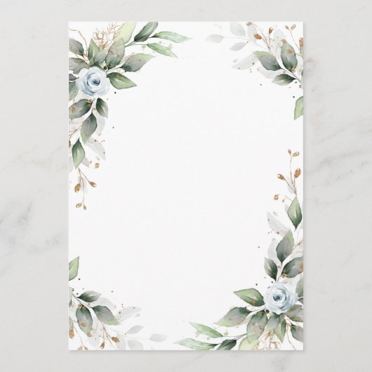 Elegant Dusty Blue Flowers Greenery Wedding Save The Date (Achterkant)