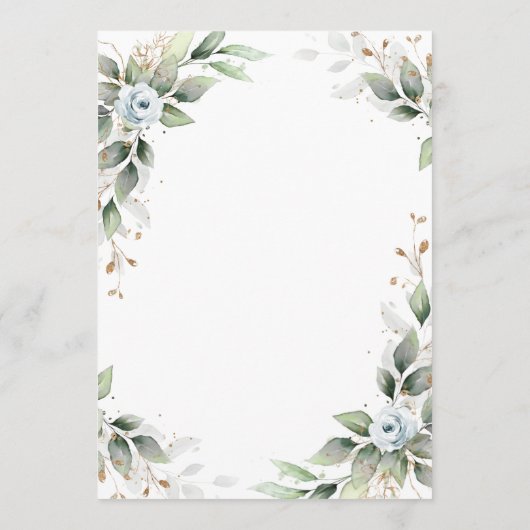 Elegant Dusty Blue Flowers Greenery Wedding Save The Date (Achterkant)