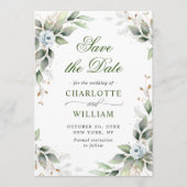 Elegant Dusty Blue Flowers Greenery Wedding Save The Date (Voorkant)