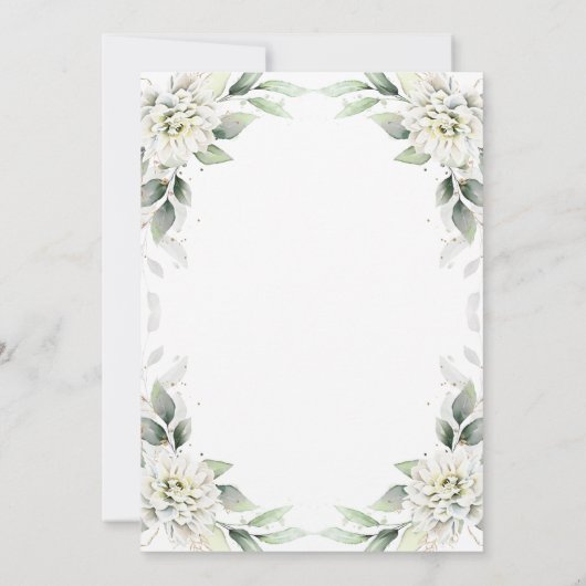 Elegant Dusty Blue Flowers Greenery Wedding Save The Date (Achterkant)