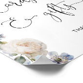 Elegant Dusty Blue Flowers Kaarten en geschenken Poster (Hoek)