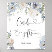 Elegant Dusty Blue Flowers Kaarten en geschenken Poster (Voorkant)