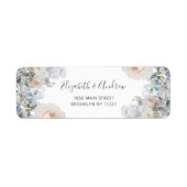 Elegant Dusty Blue Flowers Retouradres Etiket (Voorkant)