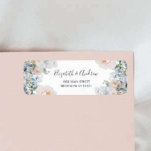 Elegant Dusty Blue Flowers Retouradres Etiket