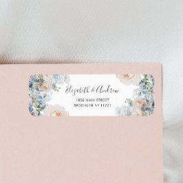 Elegant Dusty Blue Flowers Retouradres Etiket