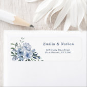 Elegant Dusty Blue Flowers Retouradres Etiket (Insitu)