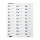 Elegant Dusty Blue Flowers Retouradres Etiket (Full Sheet)
