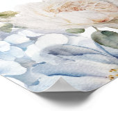 Elegant Dusty Blue Flowers Tuin Bruiloft Welkom Poster (Hoek)