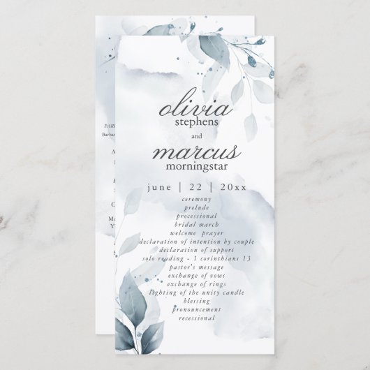 Elegant Dusty Blue Foliage (Voorkant / Achterkant)