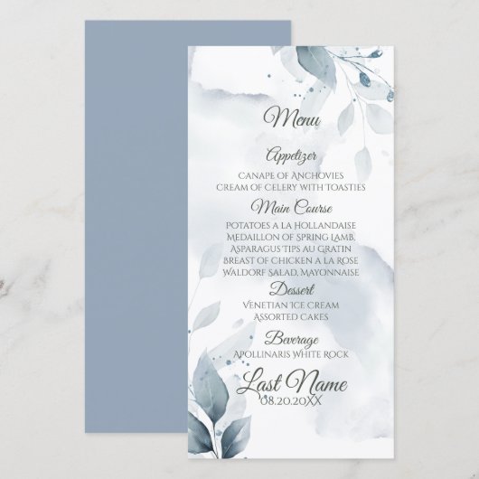 Elegant Dusty Blue Foliage (Voorkant / Achterkant)