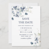 Elegant Dusty Blue Foliage Wedding Save the Date (Voorkant)