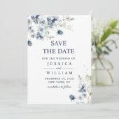 Elegant Dusty Blue Foliage Wedding Save the Date (Staand voorkant)