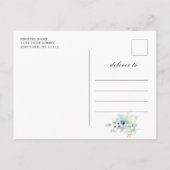 Elegant Dusty Blue Foliage Wedding Save the Date Aankondigingskaart (Achterkant)