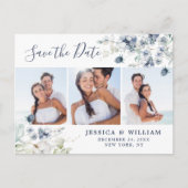 Elegant Dusty Blue Foliage Wedding Save the Date Aankondigingskaart (Voorkant)