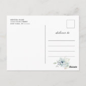 Elegant Dusty Blue Foliage Wedding Save the Date Briefkaart (Achterkant)