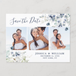 Elegant Dusty Blue Foliage Wedding Save the Date Briefkaart